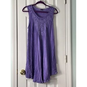 Advance Apparels Purple Embroidered Sequin Rayon Sleeveless Tunic Top Free Size